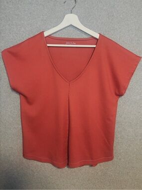 Yarn & Sea V-Neck Women's Top XL Muted Orange